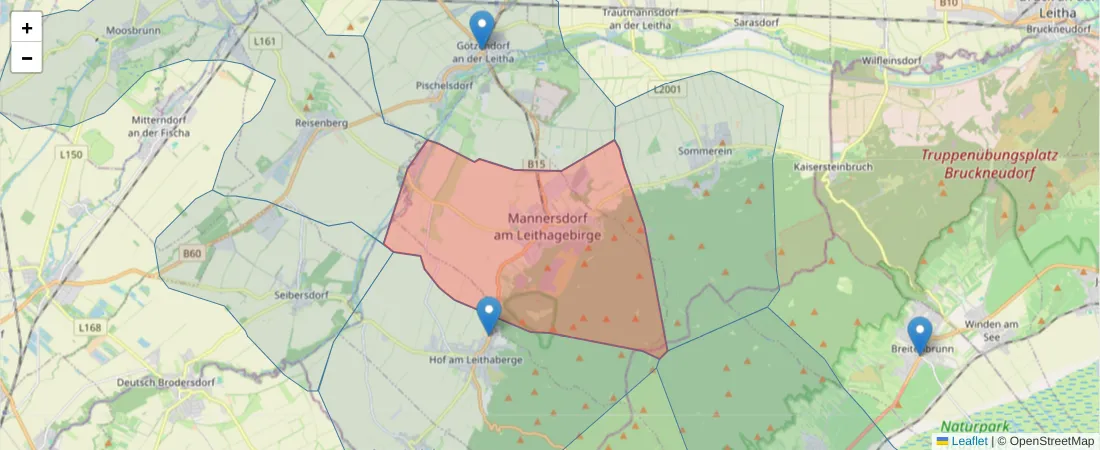 Karte des Postleitzahlen Bereichs  und der umliegenden Postleitzahlen in Deutschland