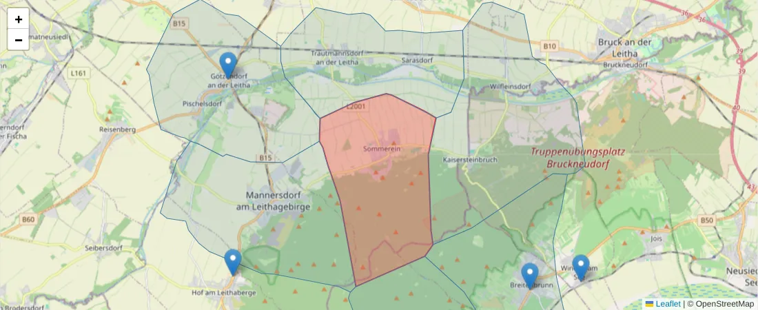 Karte des Postleitzahlen Bereichs  und der umliegenden Postleitzahlen in Deutschland