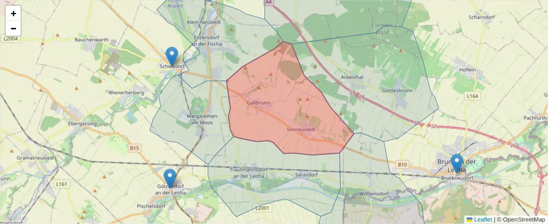 Karte des Postleitzahlen Bereichs  und der umliegenden Postleitzahlen in Deutschland