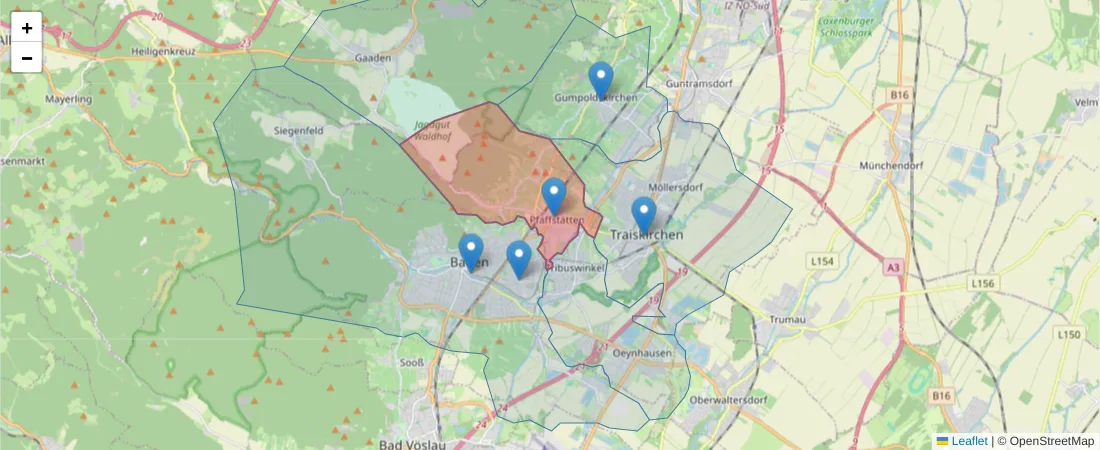 Karte des Postleitzahlen Bereichs  und der umliegenden Postleitzahlen in Deutschland