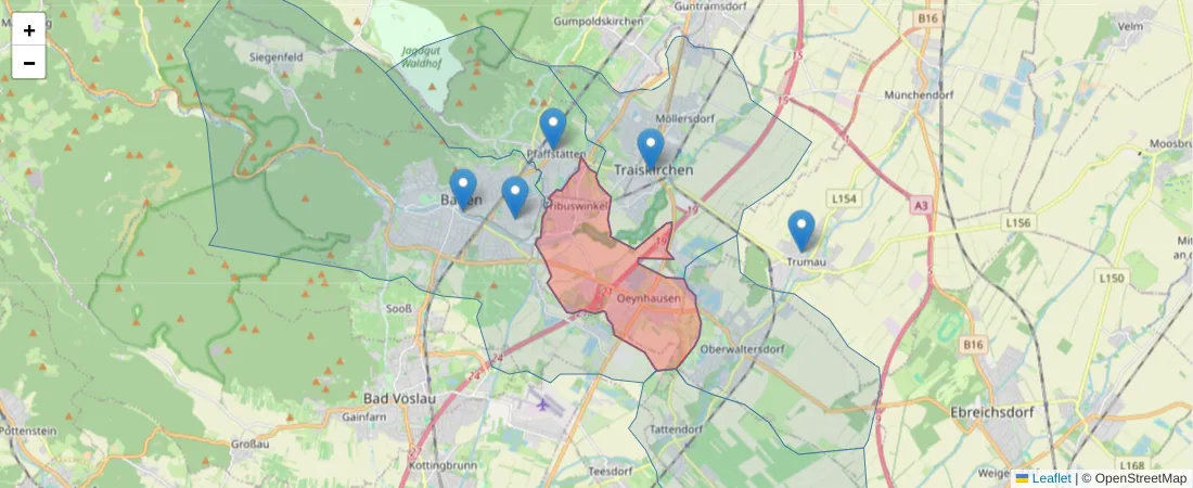 Karte des Postleitzahlen Bereichs  und der umliegenden Postleitzahlen in Deutschland