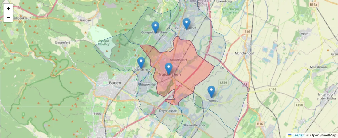 Karte des Postleitzahlen Bereichs  und der umliegenden Postleitzahlen in Deutschland