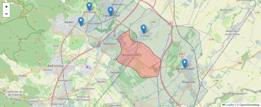 Karte des Postleitzahlen Bereichs  und der umliegenden Postleitzahlen in Deutschland