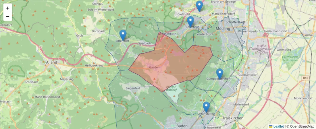Karte des Postleitzahlen Bereichs  und der umliegenden Postleitzahlen in Deutschland