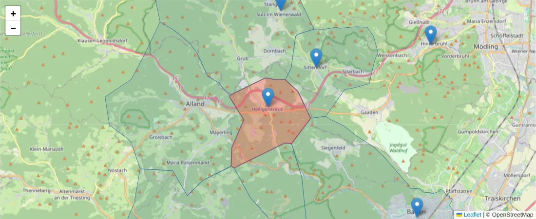 Karte des Postleitzahlen Bereichs  und der umliegenden Postleitzahlen in Deutschland