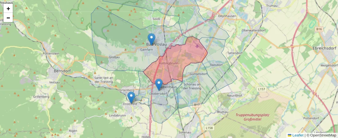 Karte des Postleitzahlen Bereichs  und der umliegenden Postleitzahlen in Deutschland