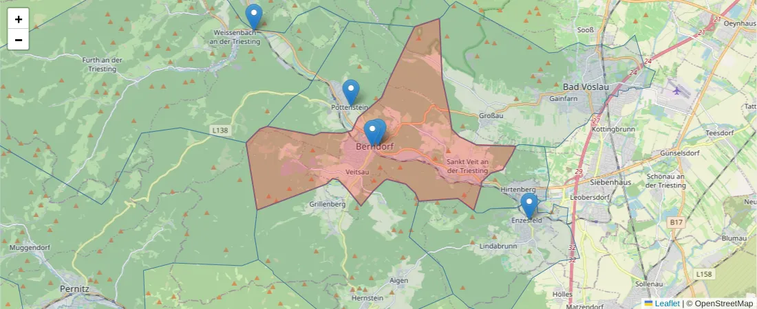 Karte des Postleitzahlen Bereichs  und der umliegenden Postleitzahlen in Deutschland