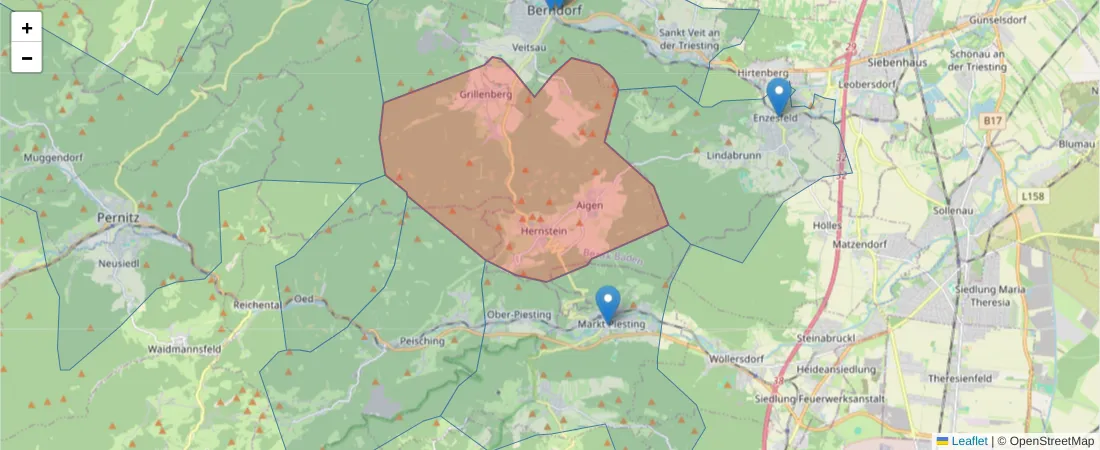 Karte des Postleitzahlen Bereichs  und der umliegenden Postleitzahlen in Deutschland