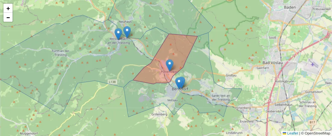 Karte des Postleitzahlen Bereichs  und der umliegenden Postleitzahlen in Deutschland