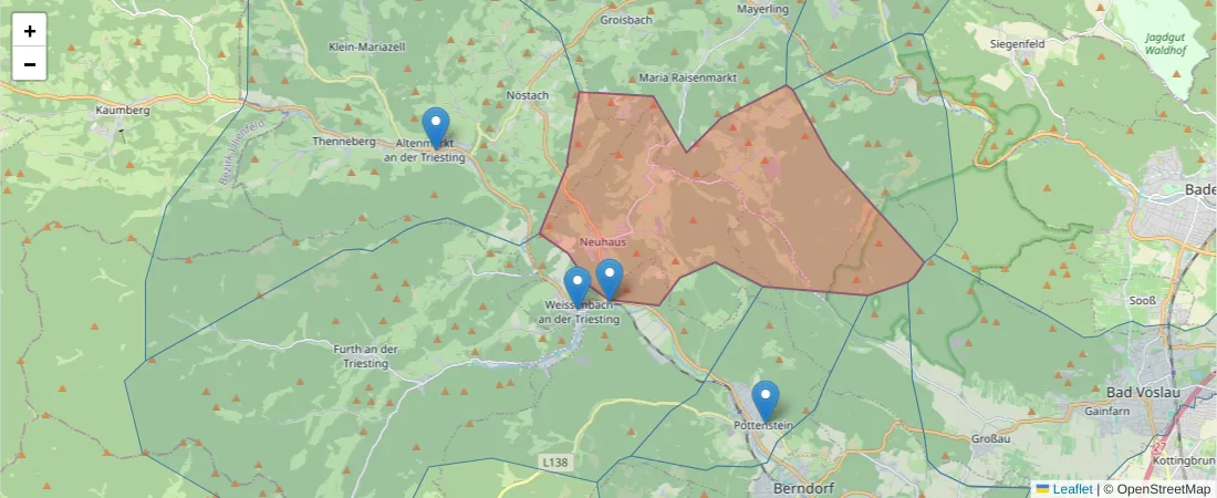 Karte des Postleitzahlen Bereichs  und der umliegenden Postleitzahlen in Deutschland