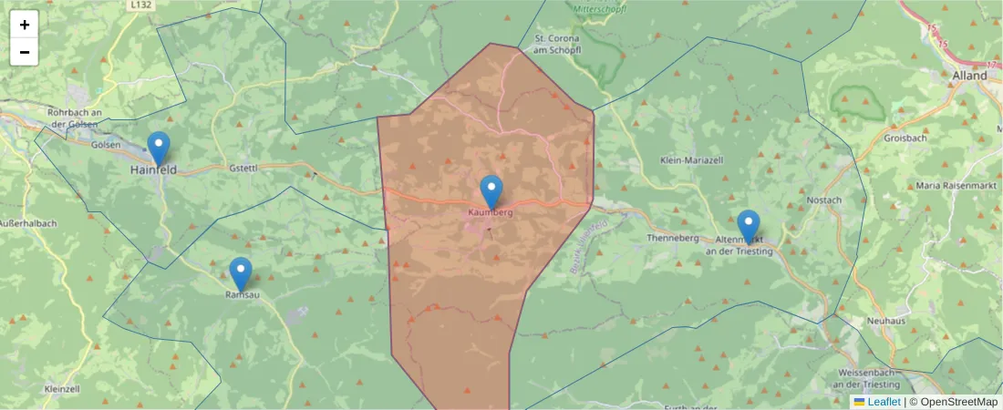 Karte des Postleitzahlen Bereichs  und der umliegenden Postleitzahlen in Deutschland