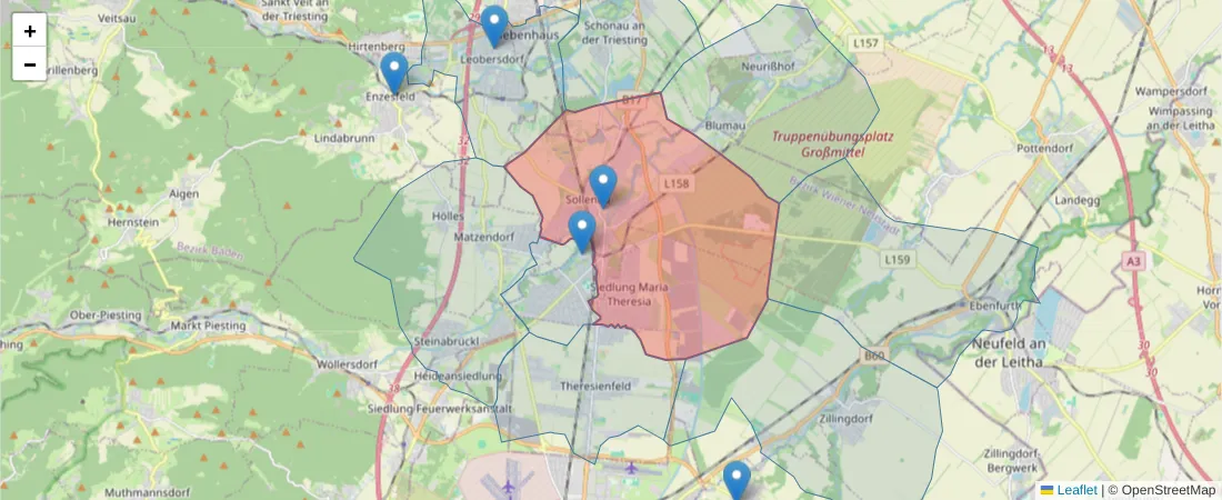 Karte des Postleitzahlen Bereichs  und der umliegenden Postleitzahlen in Deutschland