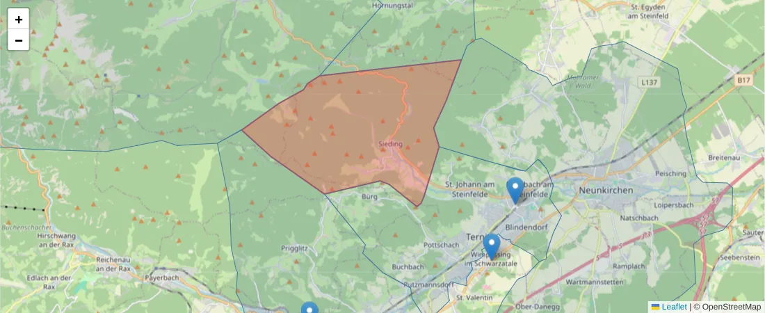 Karte des Postleitzahlen Bereichs  und der umliegenden Postleitzahlen in Deutschland