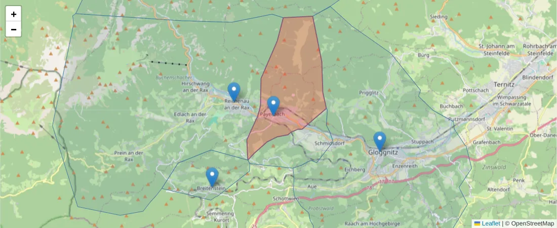 Karte des Postleitzahlen Bereichs  und der umliegenden Postleitzahlen in Deutschland