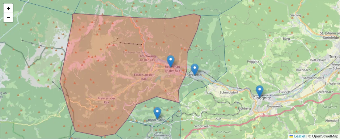 Karte des Postleitzahlen Bereichs  und der umliegenden Postleitzahlen in Deutschland