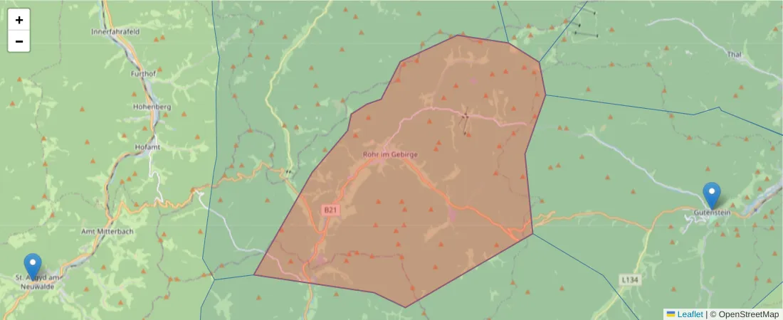 Karte des Postleitzahlen Bereichs  und der umliegenden Postleitzahlen in Deutschland