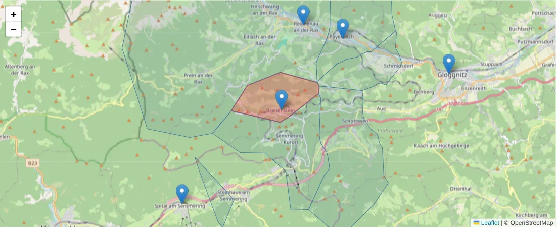 Karte des Postleitzahlen Bereichs  und der umliegenden Postleitzahlen in Deutschland