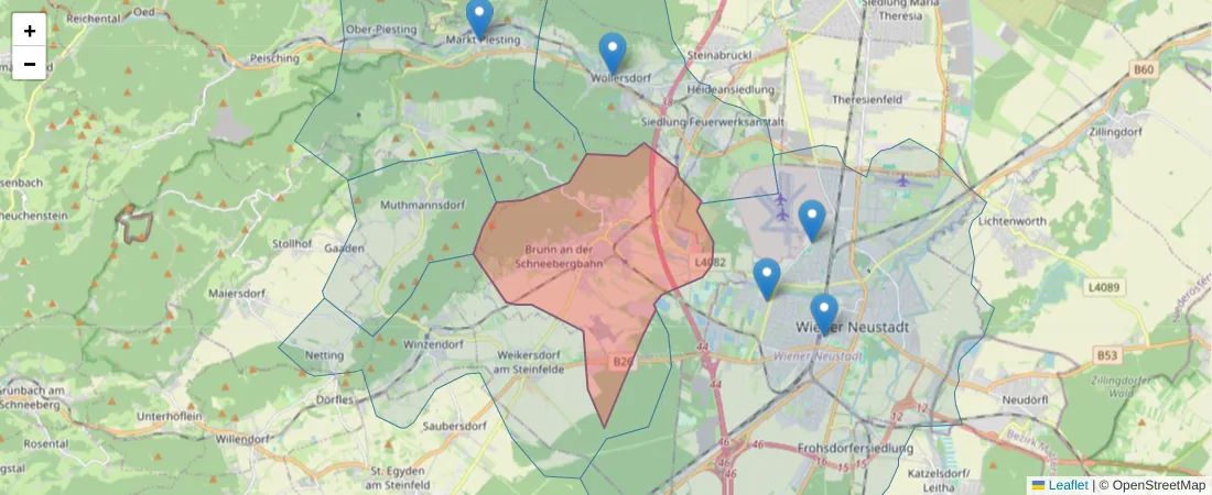 Karte des Postleitzahlen Bereichs  und der umliegenden Postleitzahlen in Deutschland