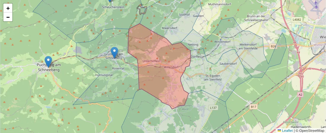 Karte des Postleitzahlen Bereichs  und der umliegenden Postleitzahlen in Deutschland