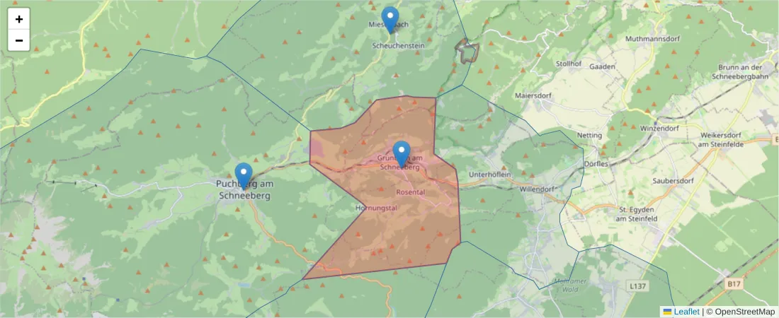 Karte des Postleitzahlen Bereichs  und der umliegenden Postleitzahlen in Deutschland