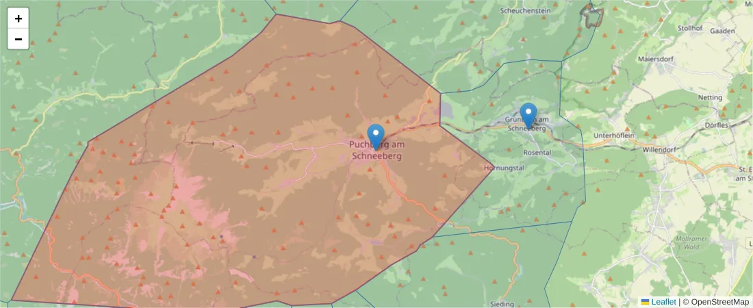 Karte des Postleitzahlen Bereichs  und der umliegenden Postleitzahlen in Deutschland