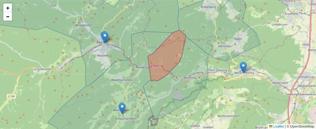 Karte des Postleitzahlen Bereichs  und der umliegenden Postleitzahlen in Deutschland