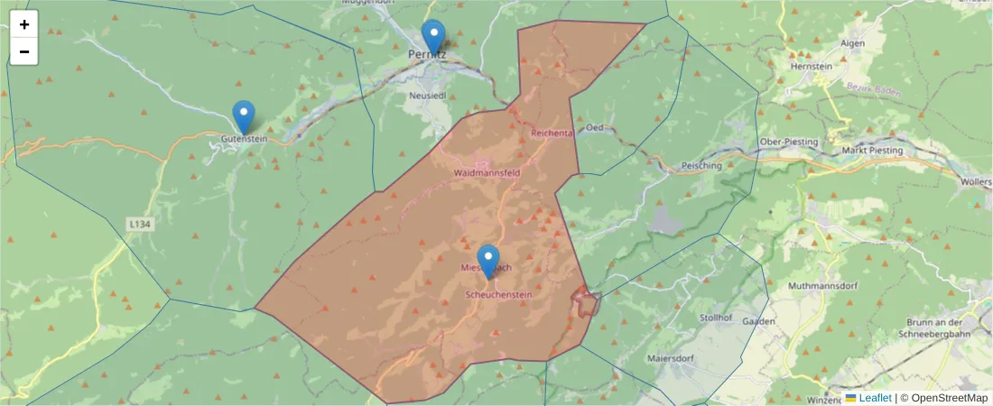 Karte des Postleitzahlen Bereichs  und der umliegenden Postleitzahlen in Deutschland
