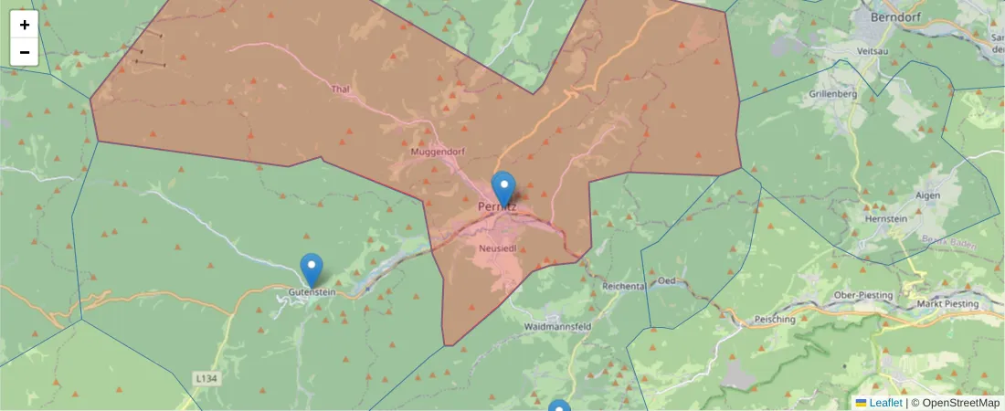 Karte des Postleitzahlen Bereichs  und der umliegenden Postleitzahlen in Deutschland