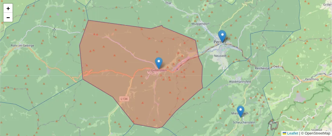 Karte des Postleitzahlen Bereichs  und der umliegenden Postleitzahlen in Deutschland