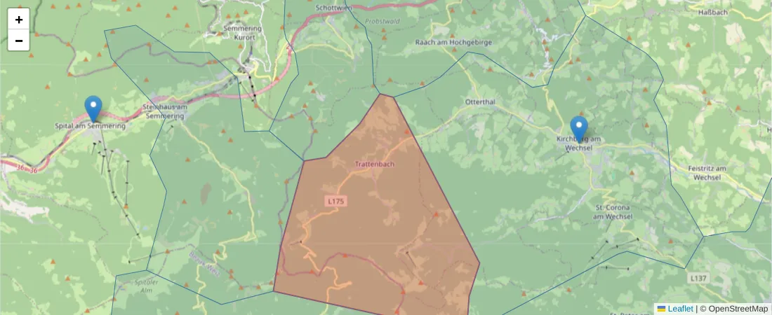 Karte des Postleitzahlen Bereichs  und der umliegenden Postleitzahlen in Deutschland