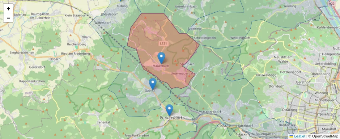Karte des Postleitzahlen Bereichs  und der umliegenden Postleitzahlen in Deutschland