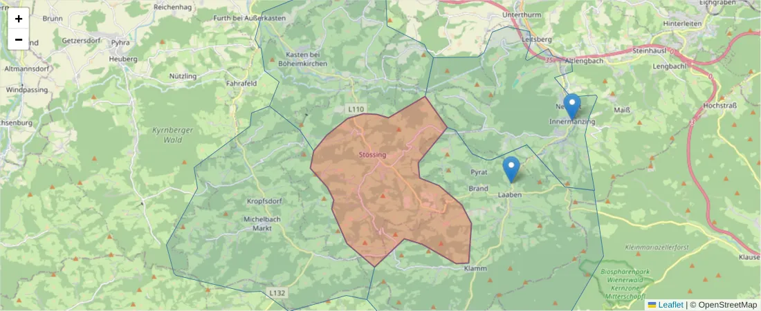 Karte des Postleitzahlen Bereichs  und der umliegenden Postleitzahlen in Deutschland