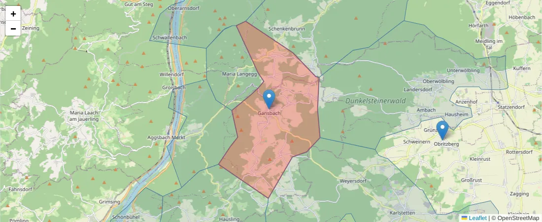 Karte des Postleitzahlen Bereichs  und der umliegenden Postleitzahlen in Deutschland