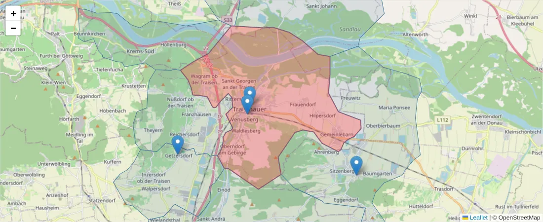Karte des Postleitzahlen Bereichs  und der umliegenden Postleitzahlen in Deutschland