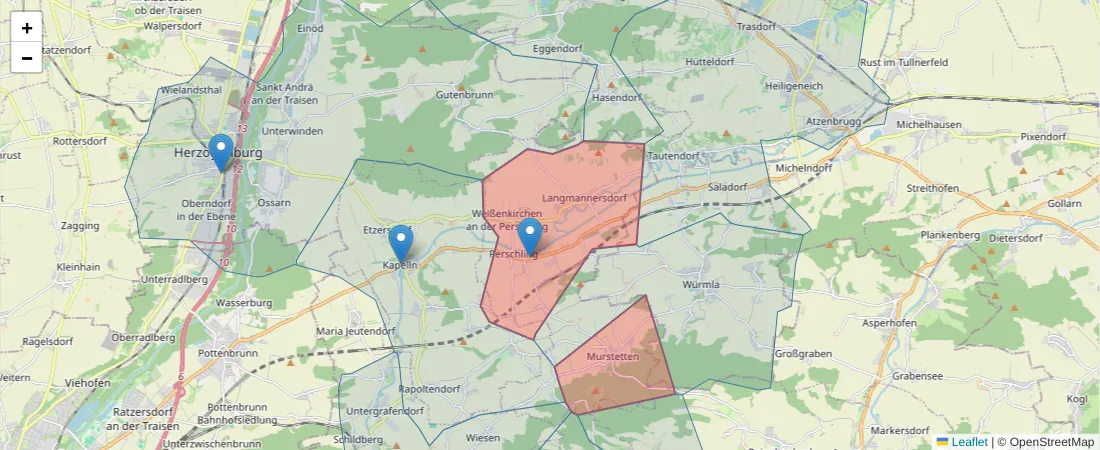 Karte des Postleitzahlen Bereichs  und der umliegenden Postleitzahlen in Deutschland