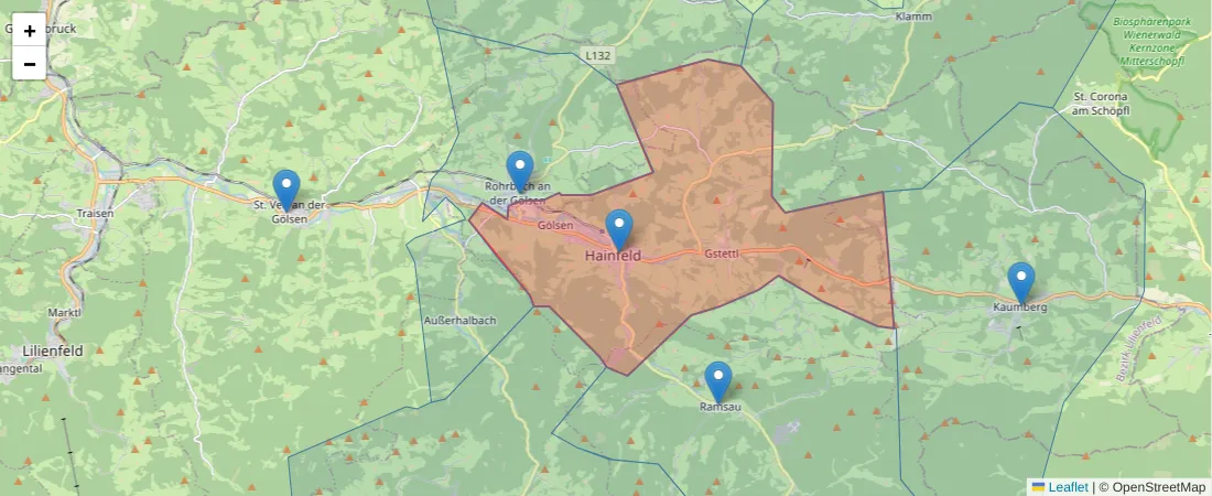 Karte des Postleitzahlen Bereichs  und der umliegenden Postleitzahlen in Deutschland