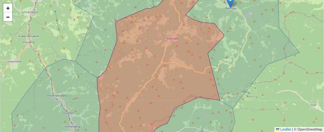 Karte des Postleitzahlen Bereichs  und der umliegenden Postleitzahlen in Deutschland