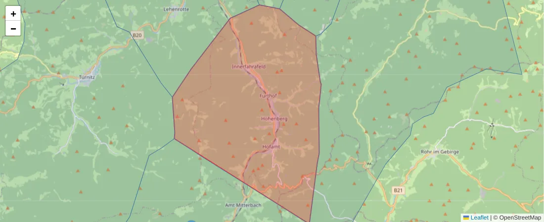 Karte des Postleitzahlen Bereichs  und der umliegenden Postleitzahlen in Deutschland