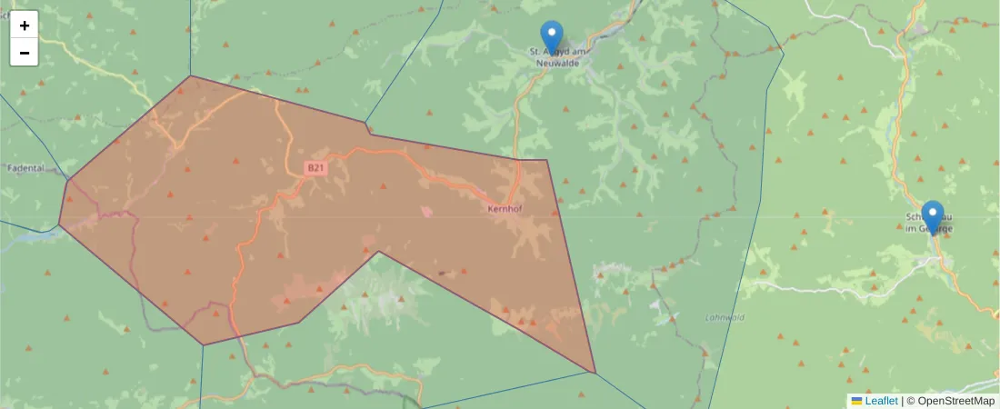 Karte des Postleitzahlen Bereichs  und der umliegenden Postleitzahlen in Deutschland