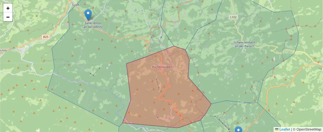 Karte des Postleitzahlen Bereichs  und der umliegenden Postleitzahlen in Deutschland