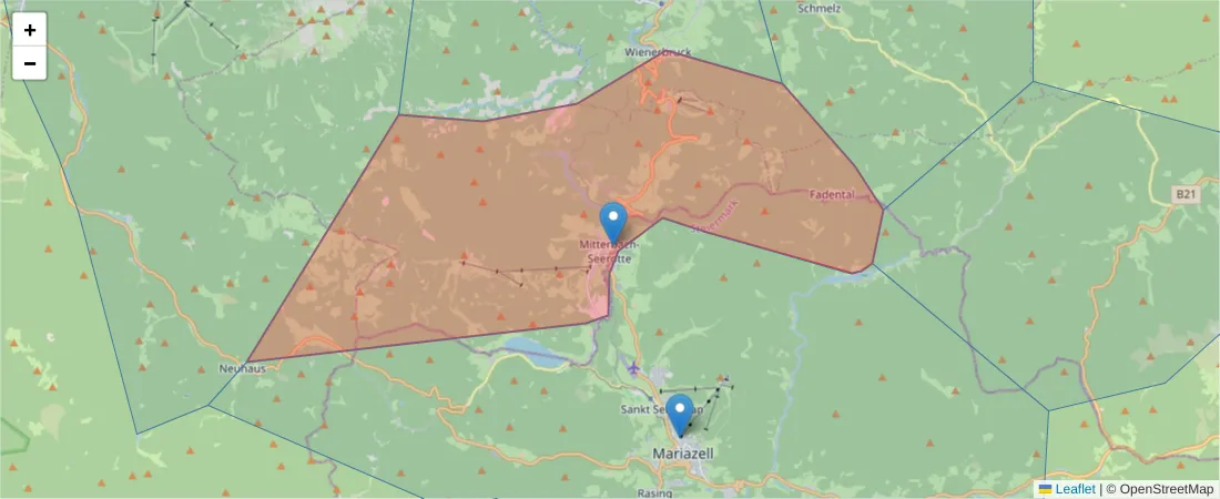 Karte des Postleitzahlen Bereichs  und der umliegenden Postleitzahlen in Deutschland