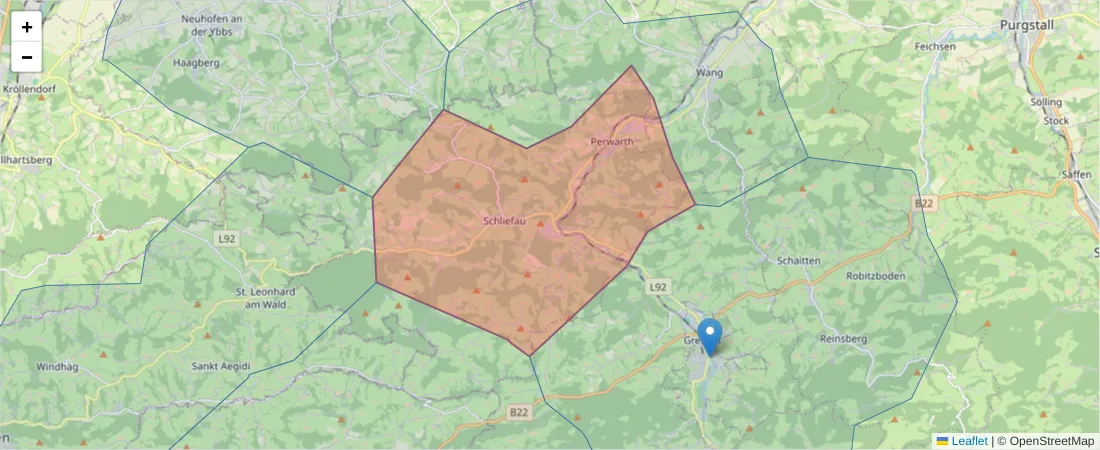 Karte des Postleitzahlen Bereichs  und der umliegenden Postleitzahlen in Deutschland