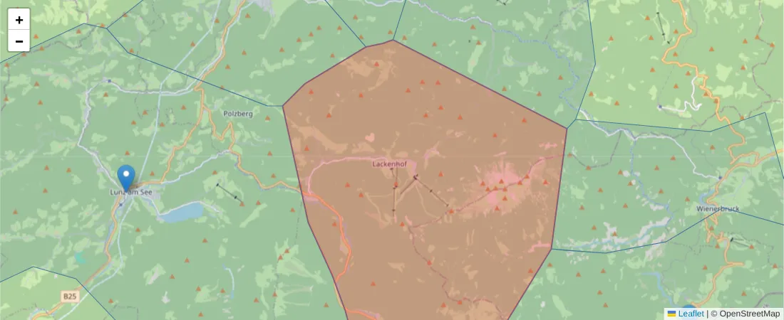 Karte des Postleitzahlen Bereichs  und der umliegenden Postleitzahlen in Deutschland