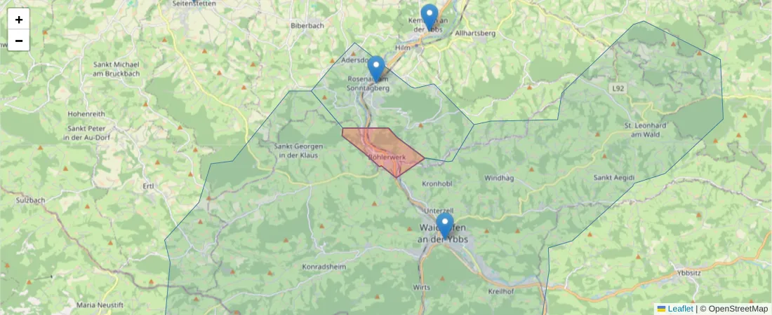Karte des Postleitzahlen Bereichs  und der umliegenden Postleitzahlen in Deutschland