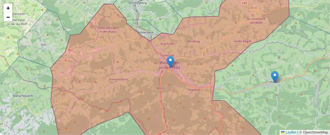 Karte des Postleitzahlen Bereichs  und der umliegenden Postleitzahlen in Deutschland