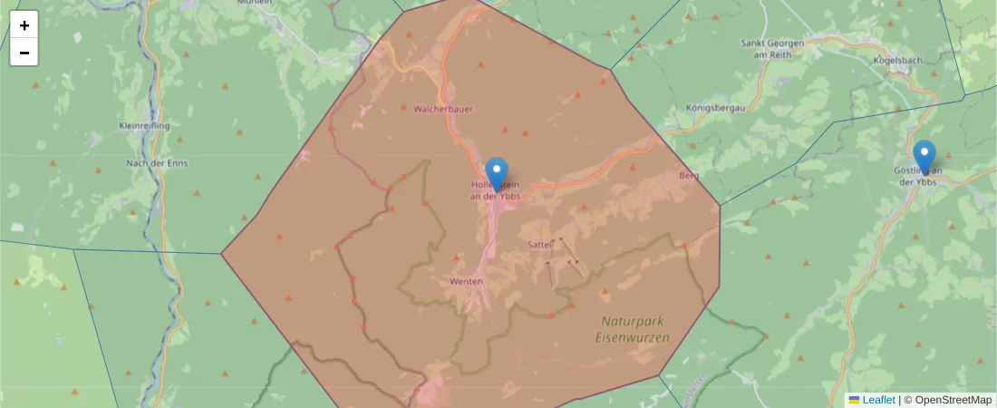 Karte des Postleitzahlen Bereichs  und der umliegenden Postleitzahlen in Deutschland