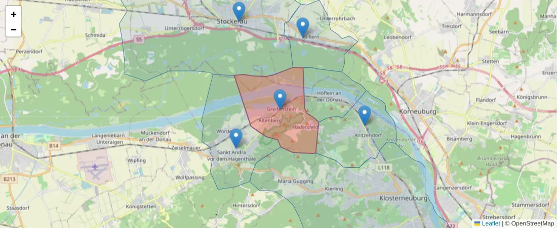 Karte des Postleitzahlen Bereichs  und der umliegenden Postleitzahlen in Deutschland