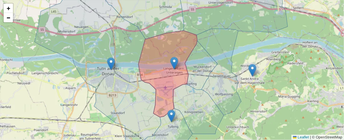 Karte des Postleitzahlen Bereichs  und der umliegenden Postleitzahlen in Deutschland