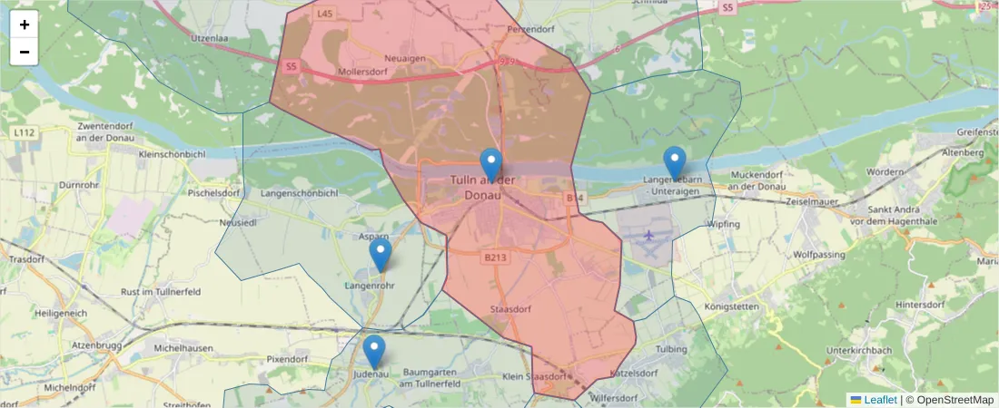 Karte des Postleitzahlen Bereichs  und der umliegenden Postleitzahlen in Deutschland