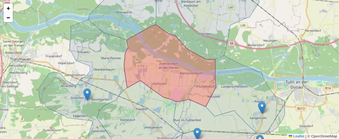 Karte des Postleitzahlen Bereichs  und der umliegenden Postleitzahlen in Deutschland